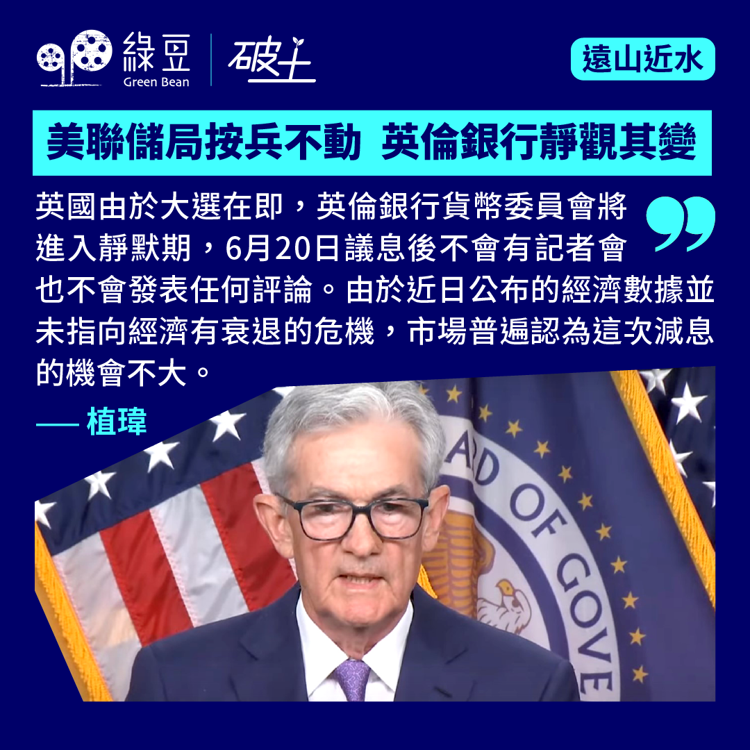 美聯儲局按兵不動英倫銀行靜觀其變- 綠豆Green Bean Media | 讓彼此看見Be Seen, Be Together